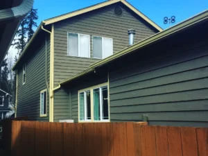 brown siding on two-story house